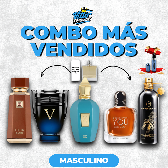 Combo Los 5 Más Vendidos Hombre + 38% OFF + Envío Gratis+ perfumero 5ml